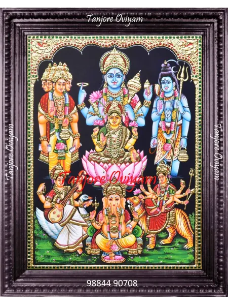 Seven Gods In One Frame Tanjore Painting